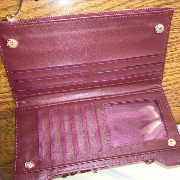 Badgley Mischka Long Wallet NWOT Diamond Quilted Vegan Leather Plum - Picture 5 of 8